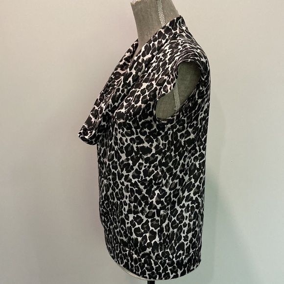 CALVIN Klein Leopard Print Cowl Neck Sleeveless Blouse - Picture 10 of 14